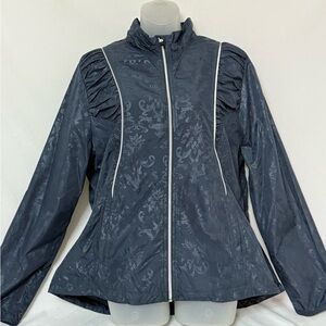 Lucy Women's Dark Blue Ski Jacket with Floral Design